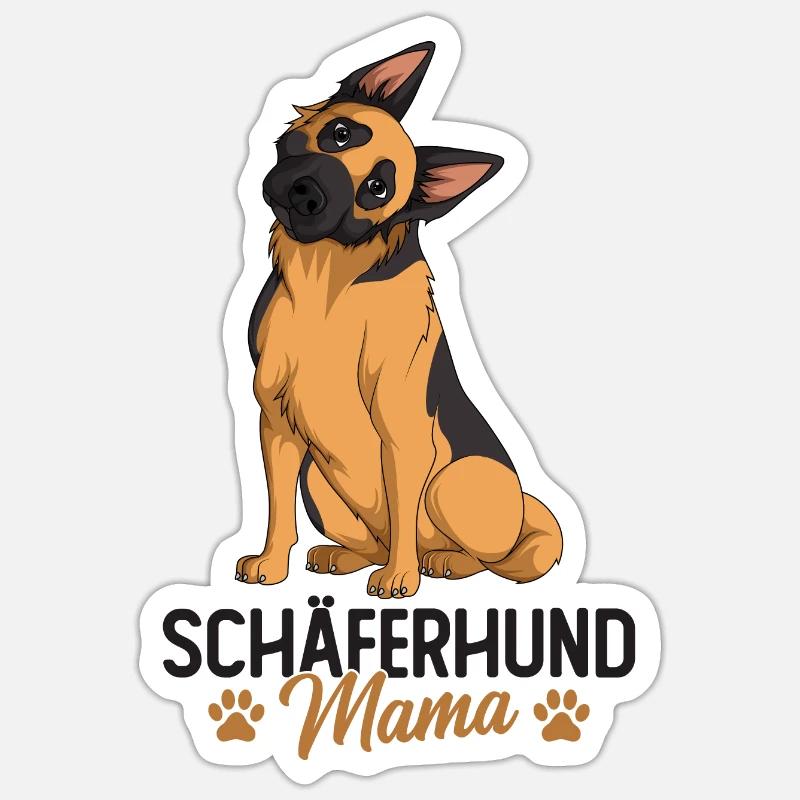 Deutscher Schäferhund - Sticker Größe S (10 x 10 cm) - Mattweiß