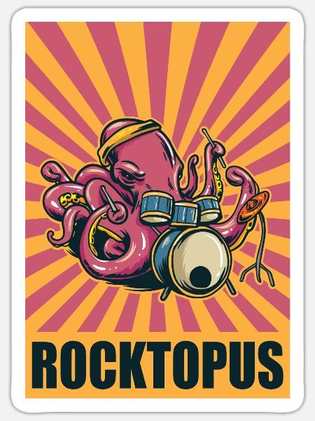 Melodious Tentacles Star Rocktopus Harmonic - Sticker Größe S (10 x 10 cm) - Mattweiß