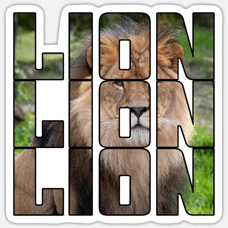Lion - Sticker taille S (10 x 10 cm) - blanc mat