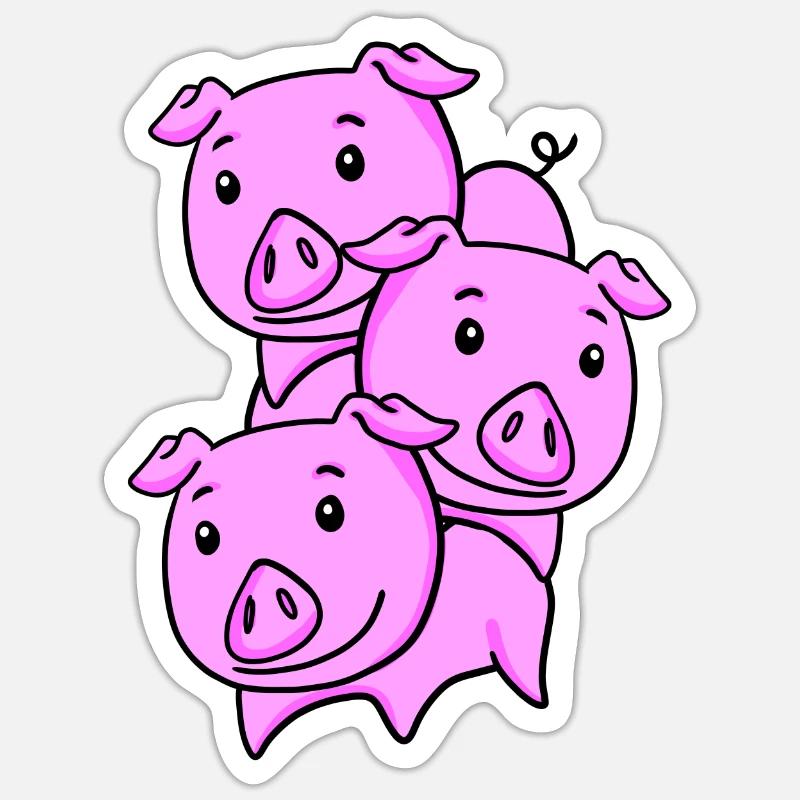 Porcs mignons - Sticker taille S (10 x 10 cm) - blanc mat