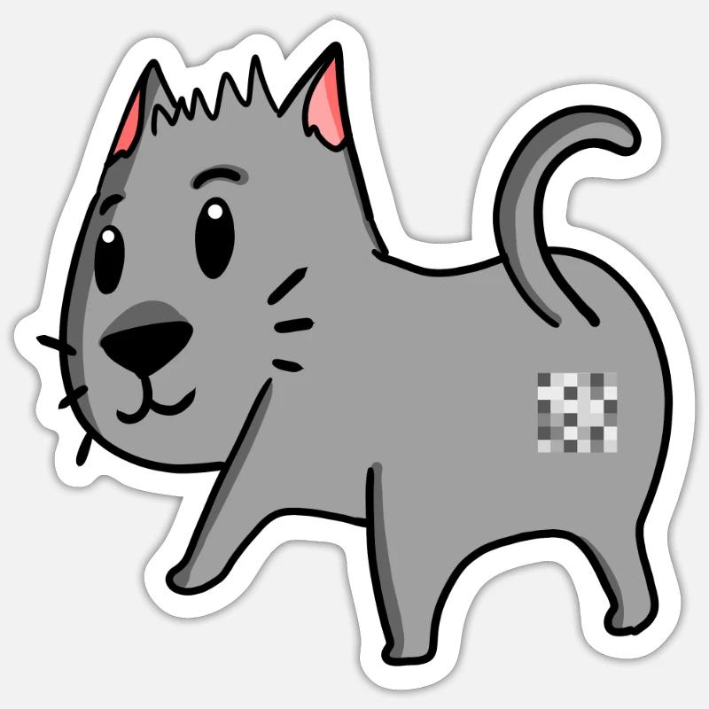 Cat Ass - Cat Butt - Sticker size S (10 x 10 cm) - white matte