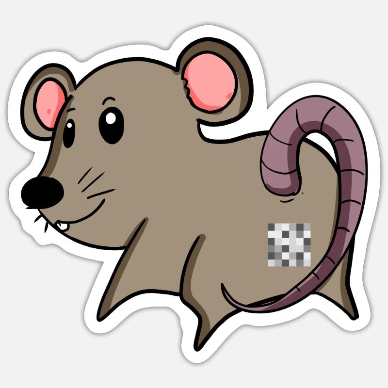 Maus Arsch - Maus Hintern - Sticker Größe S (10 x 10 cm) - Mattweiß