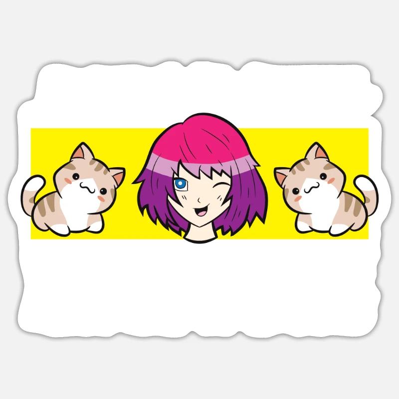 Nur ein Mädchen, das Anime und Katzen liebt - Sticker Größe S (10 x 10 cm) - Mattweiß