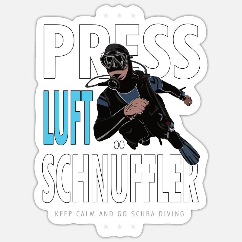 Pressluftschnüffler Geschenk Tauchen - Sticker Größe S (10 x 10 cm) - Mattweiß