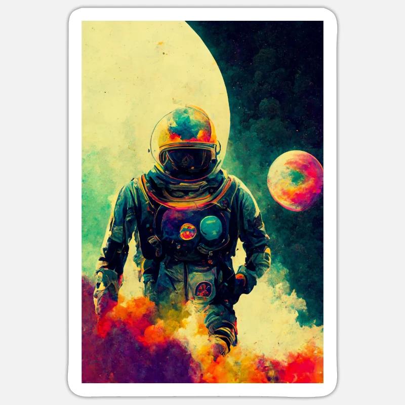 Astronaut Grunge-Style Candy-Pop - Sticker size S (10 x 10 cm) - white matte