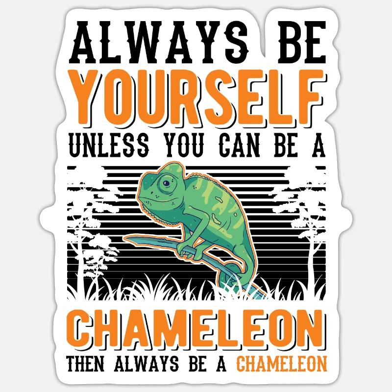 Chamäleon Geschenk Chameleon - Sticker Größe S (10 x 10 cm) - Mattweiß