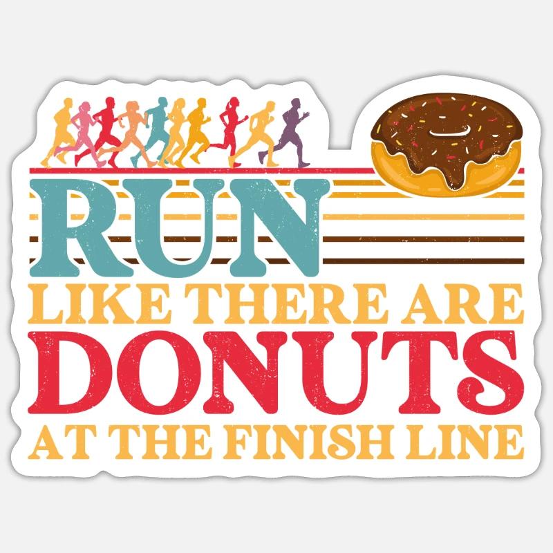 Running Runner Half Marathon Donut - Sticker Größe S (10 x 10 cm) - Mattweiß