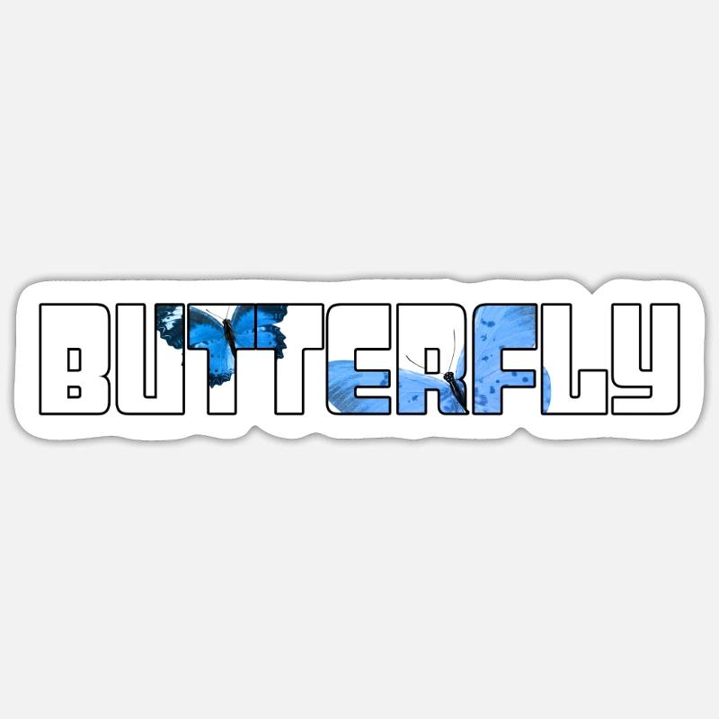 Papillon - Sticker taille S (10 x 10 cm) - blanc mat