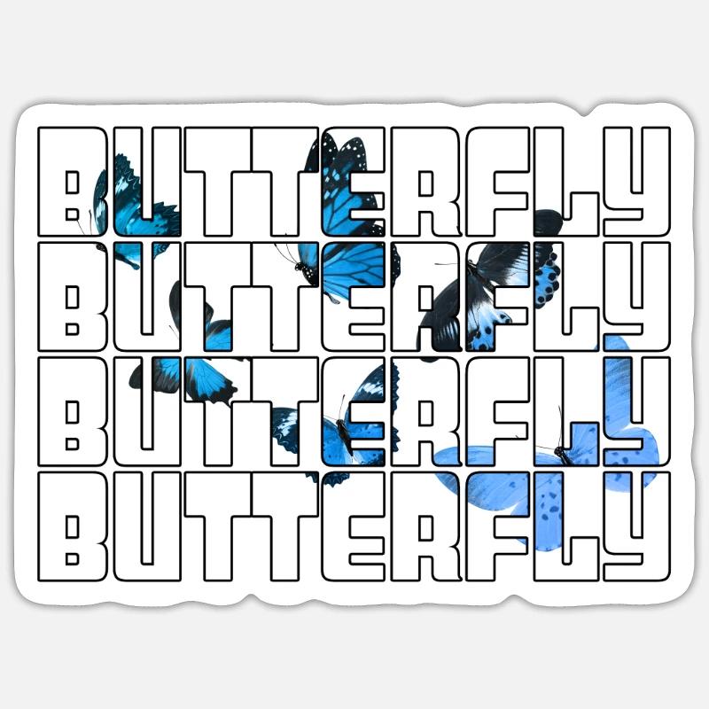 Papillon - Sticker taille S (10 x 10 cm) - blanc mat