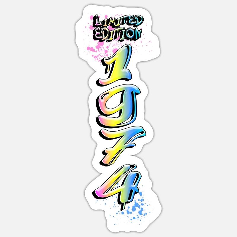 Édition limitée 1974 Graffiti - Sticker taille S (10 x 10 cm) - blanc mat
