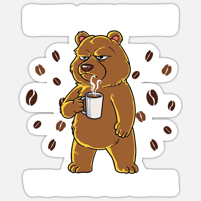 Nicht Ansprechen Vor Dem Ersten Kaffee Bär - Sticker Größe S (10 x 10 cm) - Mattweiß