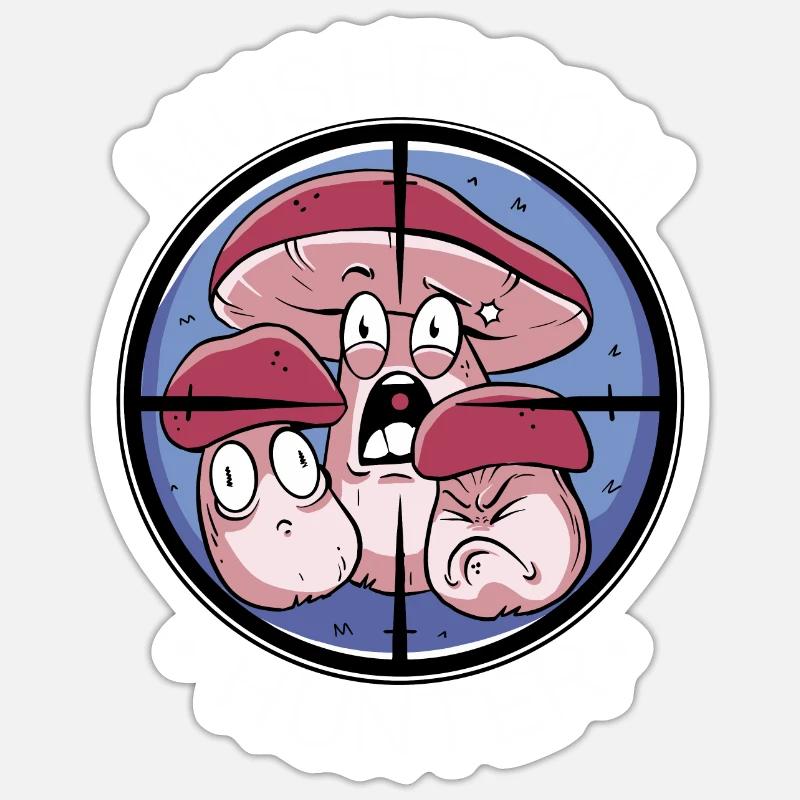 CHASSEUR DE CHAMPIGNONS - Sticker taille S (10 x 10 cm) - blanc mat