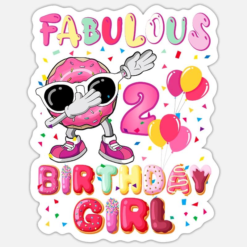 2. Geburtstag Dabbing Donut fabelhaftes Mädchen - Sticker Größe S (10 x 10 cm) - Mattweiß