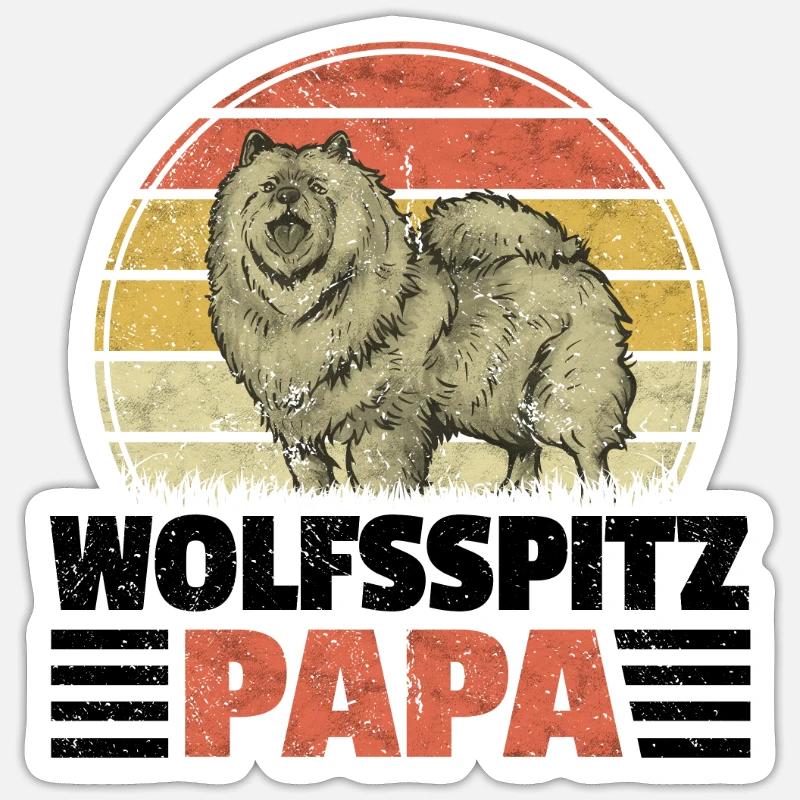 Wolfsspitz Papa deutscher Spitz Keeshond Sticker Größe S (10 x 10 cm)