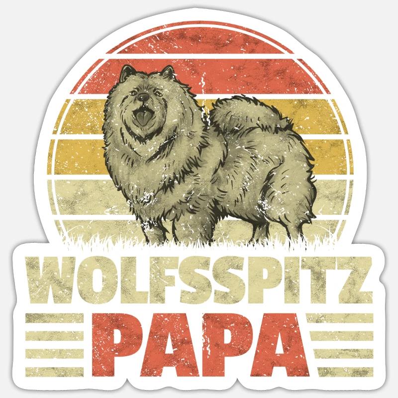 Wolfsspitz Papa deutscher Spitz Keeshond Sticker Größe S (10 x 10 cm)