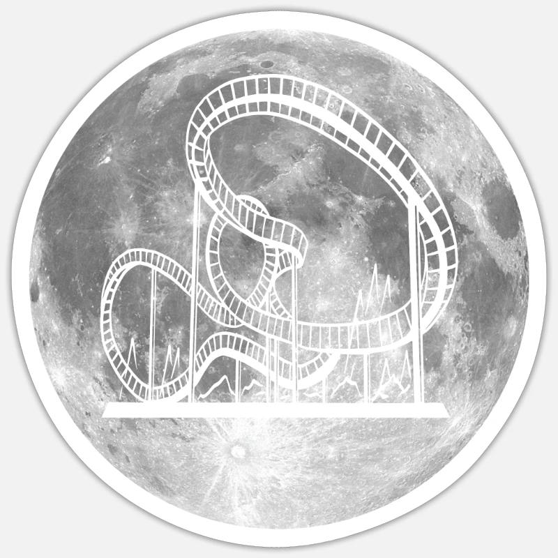 Roller coaster Moon Design - Sticker size S (10 x 10 cm) - white matte