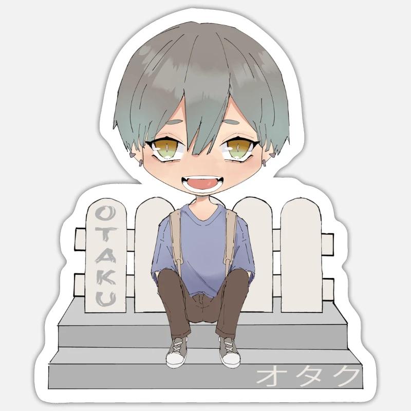 Otaku Anime Boy Sticker size S (10 x 10 cm)