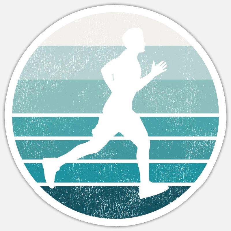 Coureur de course Semi-Marathon Rétro - Sticker taille S (10 x 10 cm) - blanc mat