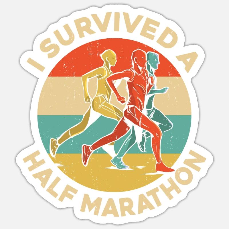 Running Runner Half Marathon - Sticker Größe S (10 x 10 cm) - Mattweiß
