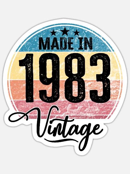 Vintage Made in 1983 Geburtsjahr 1983 Geburtstag - Sticker Größe S (10 x 10 cm) - Mattweiß
