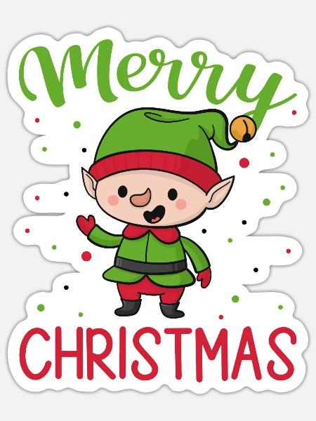 Frohe Weihnachten Zwerg Weihnachtsmann Helfer Weih - Sticker Größe S (10 x 10 cm) - Mattweiß