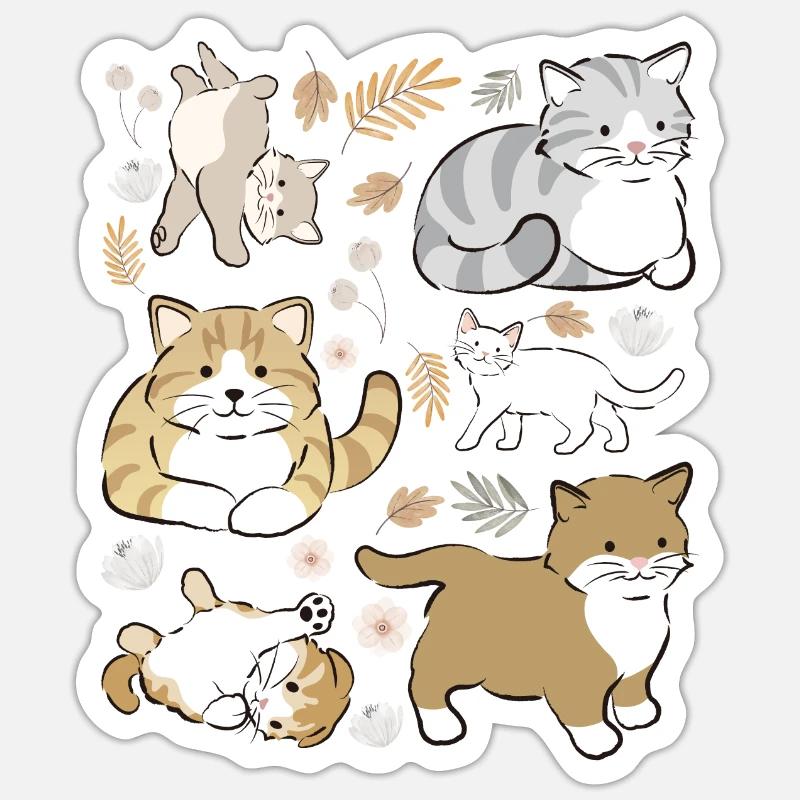 Chatons espiègles mignons Sticker taille S (10 x 10 cm)