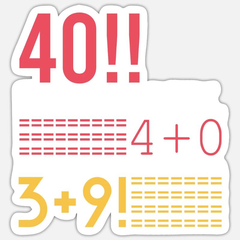 Joyeux 40e anniversaire!!! - Sticker taille S (10 x 10 cm) - blanc mat