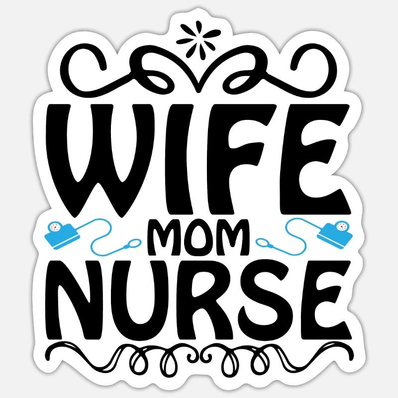 Ehefrau Mutter Krankenschwester - Sticker Größe S (10 x 10 cm) - Mattweiß