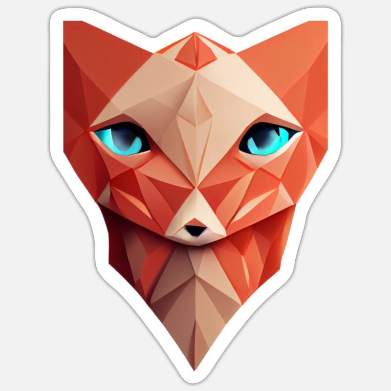 Polygonfuchs Gesicht mit niedrigem Polyfuchskopf Sticker Größe S (10 x 10 cm)