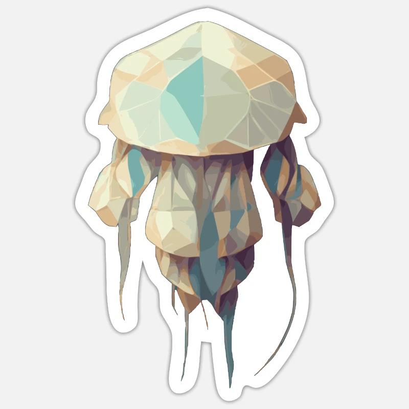 Polygonquallen süßes niedriges Poly - Sticker Größe S (10 x 10 cm) - Mattweiß