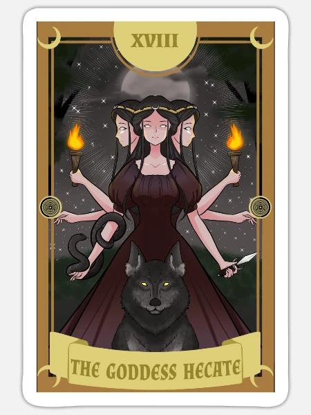 Anime Tarot Card Göttin Hecate Okkult Gothic Hexe - Sticker Größe S (10 x 10 cm) - Mattweiß