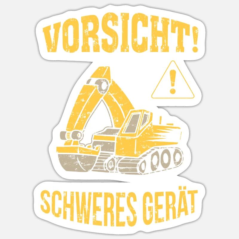 Bagger Baggerfahrer Baugeräteführer Schweres Gerät - Sticker Größe S (10 x 10 cm) - Mattweiß