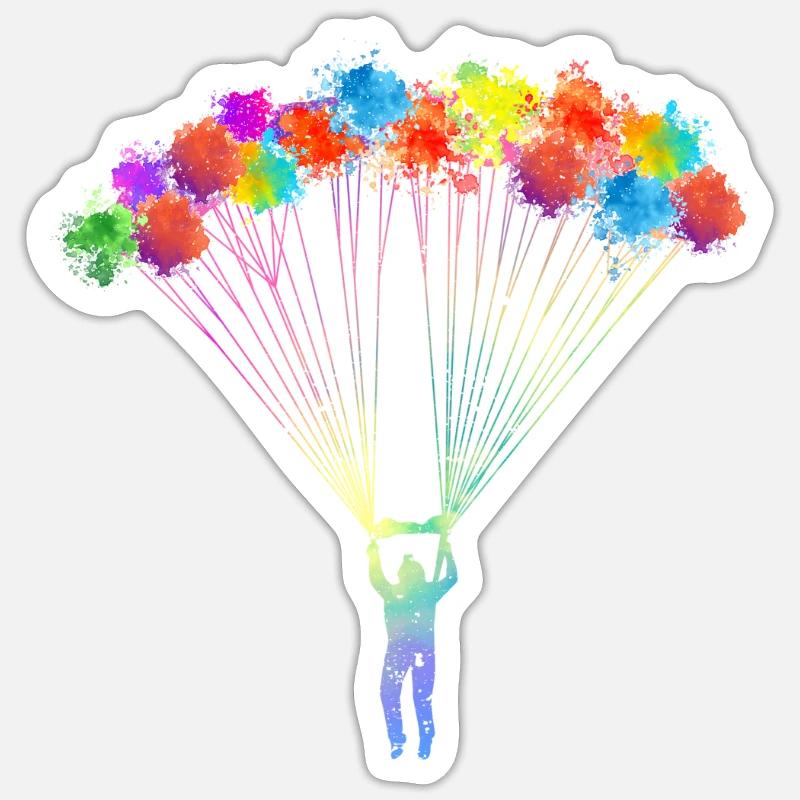 Parachutisme Couleur Splash Jumping - Sticker taille S (10 x 10 cm) - blanc mat