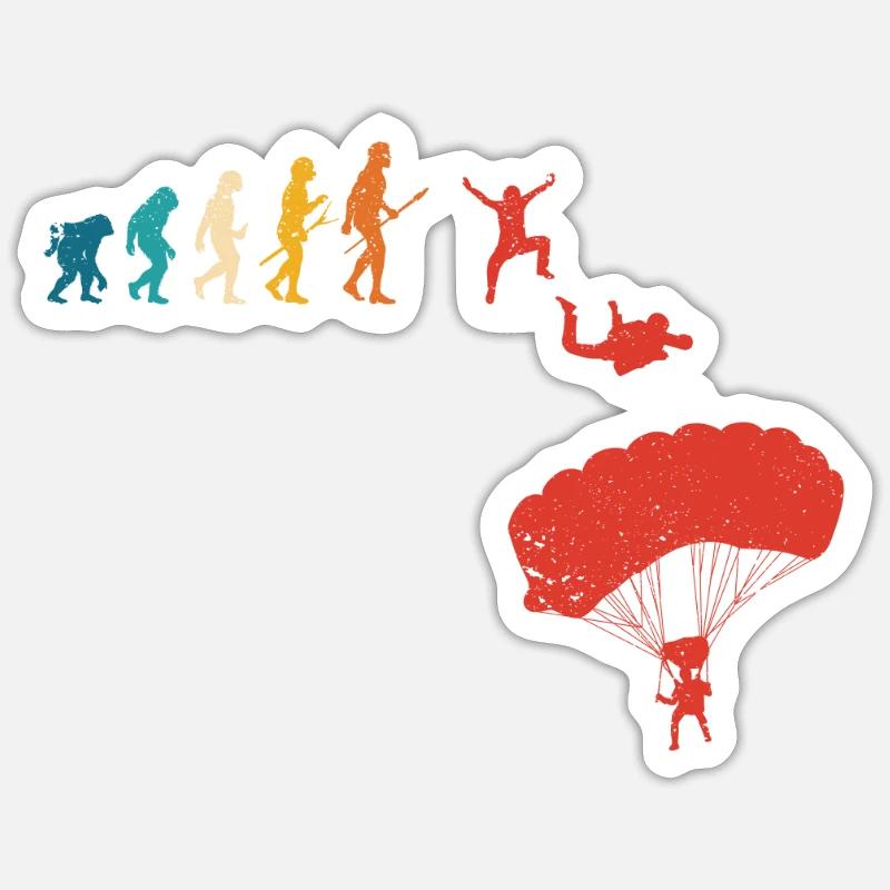 Fallschirmspringen Evolution des Menschen Sticker Größe S (10 x 10 cm)