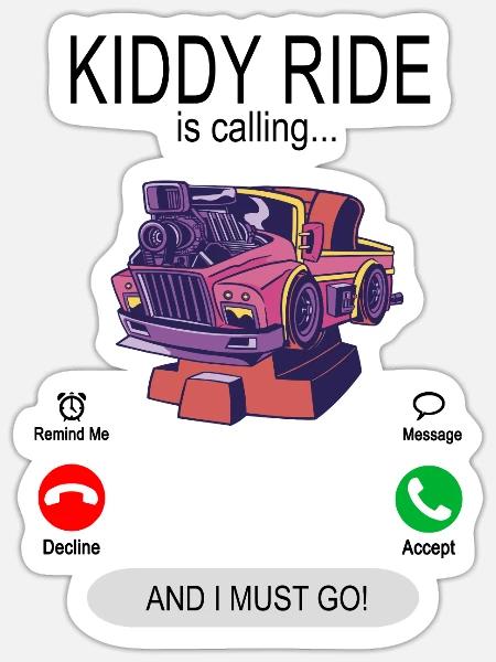 Kiddy ride is calling - Schaukelauto Wippauto - Sticker Größe S (10 x 10 cm) - Mattweiß