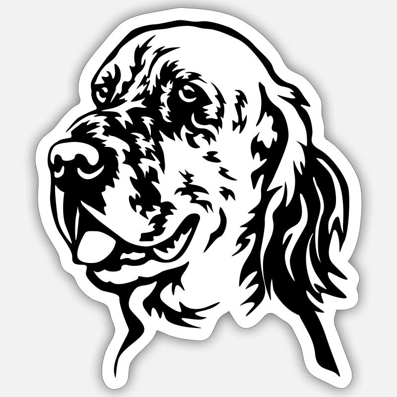 Englischer Setter Kopf - Sticker Größe S (10 x 10 cm) - Mattweiß