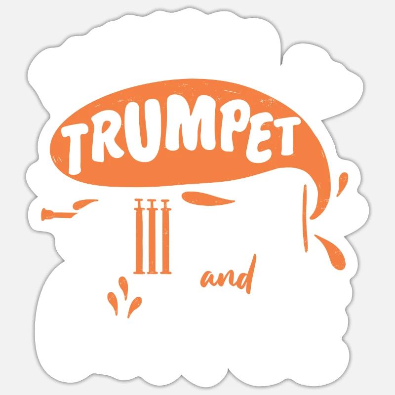 Trompettiste Café propulsé par - Sticker taille S (10 x 10 cm) - blanc mat