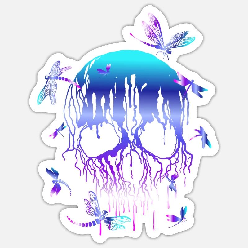 Libellule crâne Sticker taille S (10 x 10 cm)