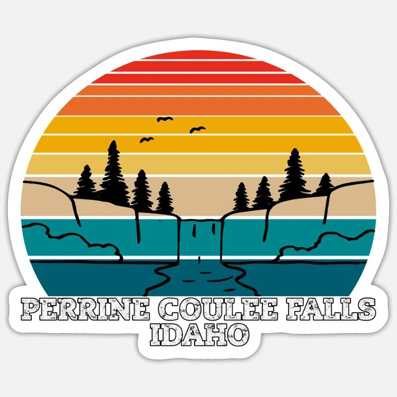 Perrine Coulee Falls (Idaho) - Sticker taille S (10 x 10 cm) - blanc mat