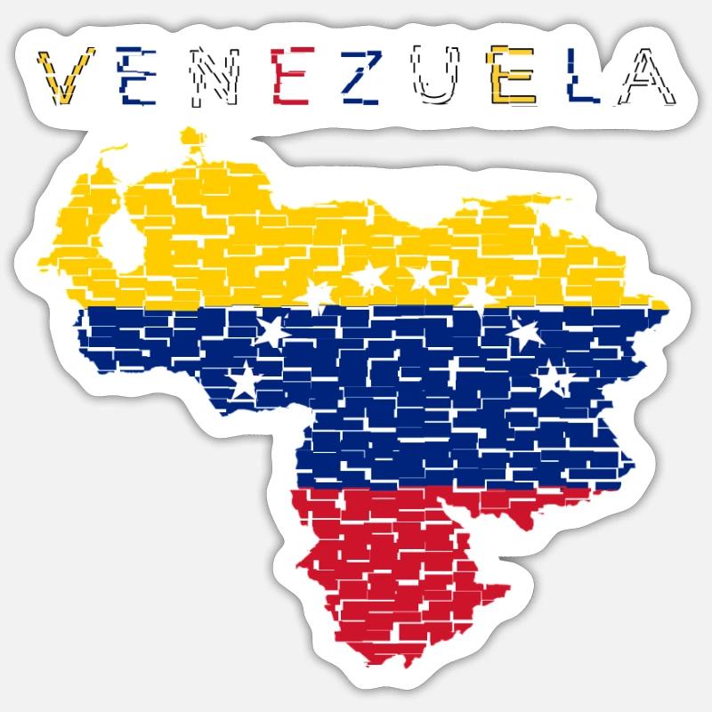 Venezuela Map Flag - Sticker size S (10 x 10 cm) - white matte