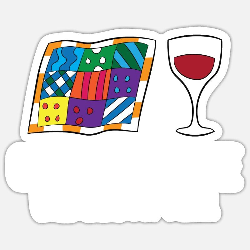 Quilting And Wine Will Ease My Mind Sticker size S (10 x 10 cm)