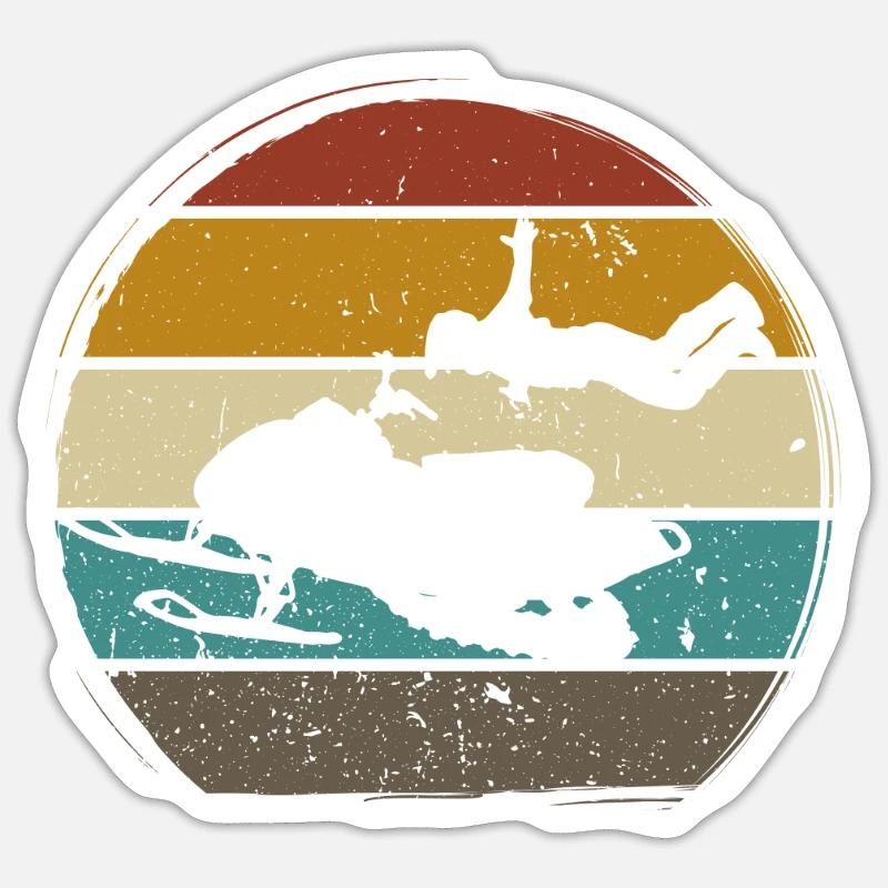 Snowmobile Snowmobiling sled motor sled retro - Sticker Größe S (10 x 10 cm) - Mattweiß