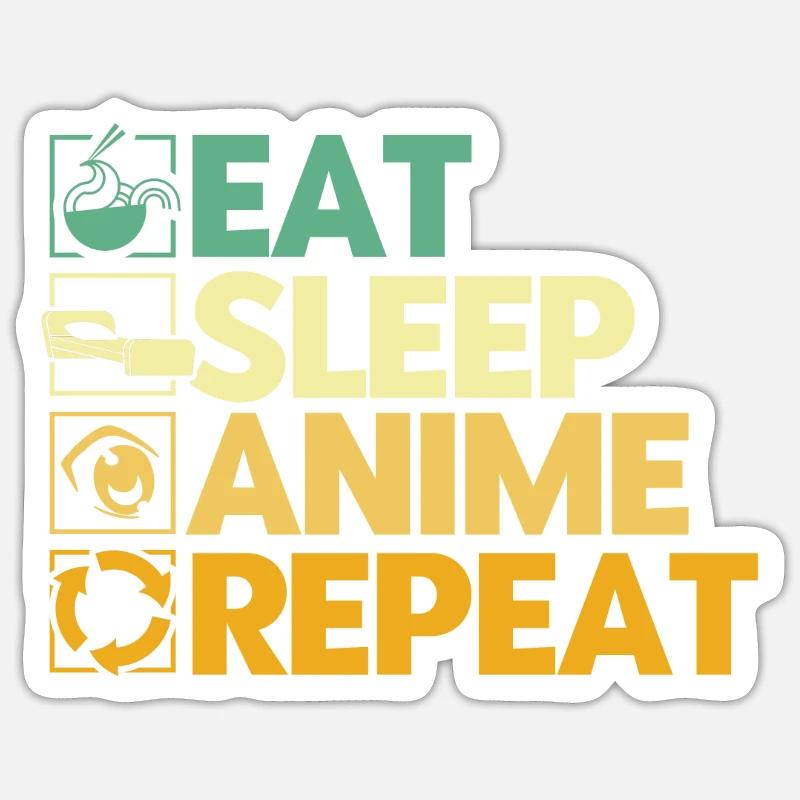 Manger Sommeil Anime Répéter - Sticker taille S (10 x 10 cm) - blanc mat