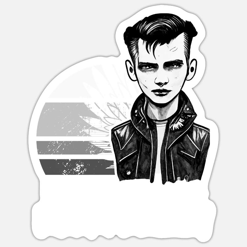 Friedensliebe Rockabilly Retro Psychobilly Greaser - Sticker Größe S (10 x 10 cm) - Mattweiß