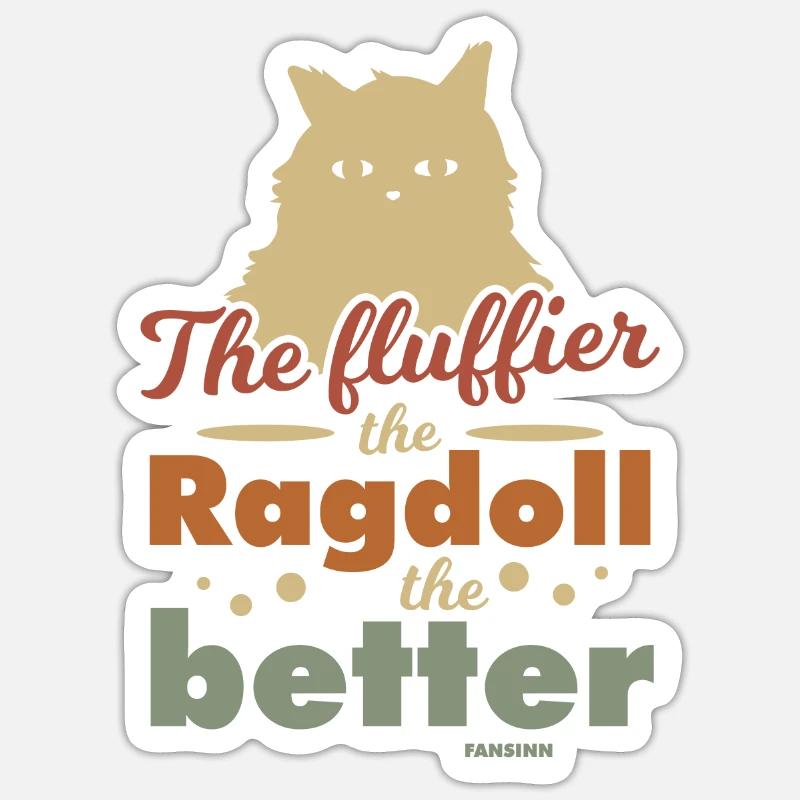 mignon Ragdoll Chat - Sticker taille S (10 x 10 cm) - blanc mat