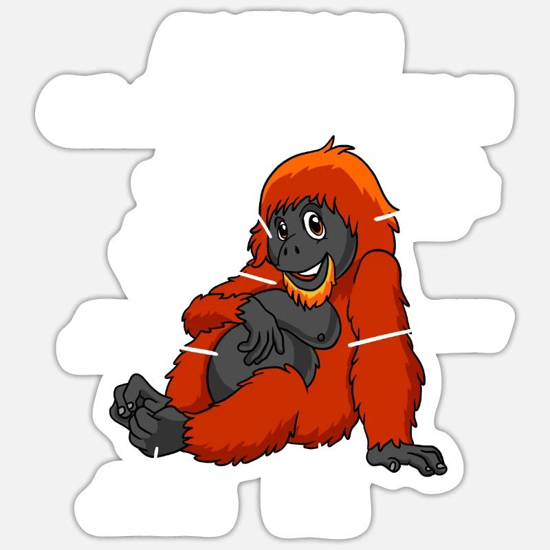 Anatomie eines Orang-Utans - Sticker Größe S (10 x 10 cm) - Mattweiß