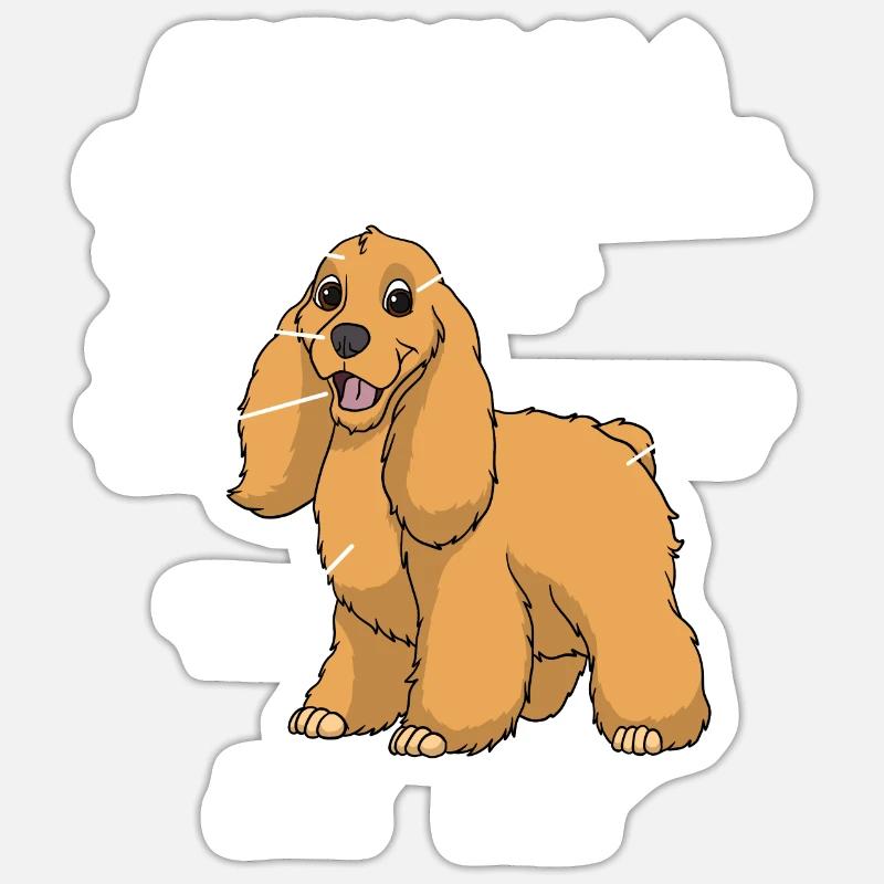 Anatomi af en Cocker Spaniel - Sticker størrelse S (10 x 10 cm) - mat hvid