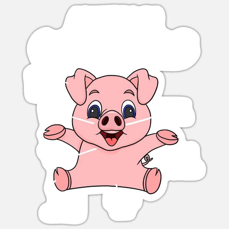 Anatomie d’un cochon - Sticker taille S (10 x 10 cm) - blanc mat