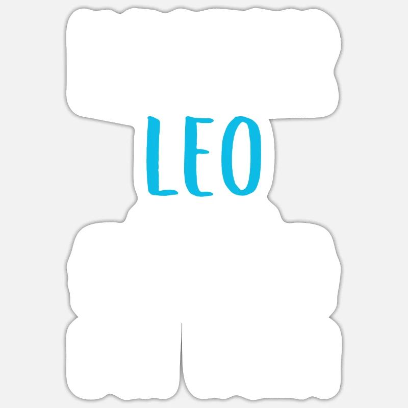 Léo Prénom Nom Anniversaire - Sticker taille S (10 x 10 cm) - blanc mat