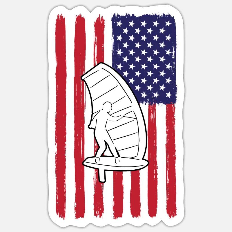 Wing Foiling America - Sticker taille S (10 x 10 cm) - blanc mat